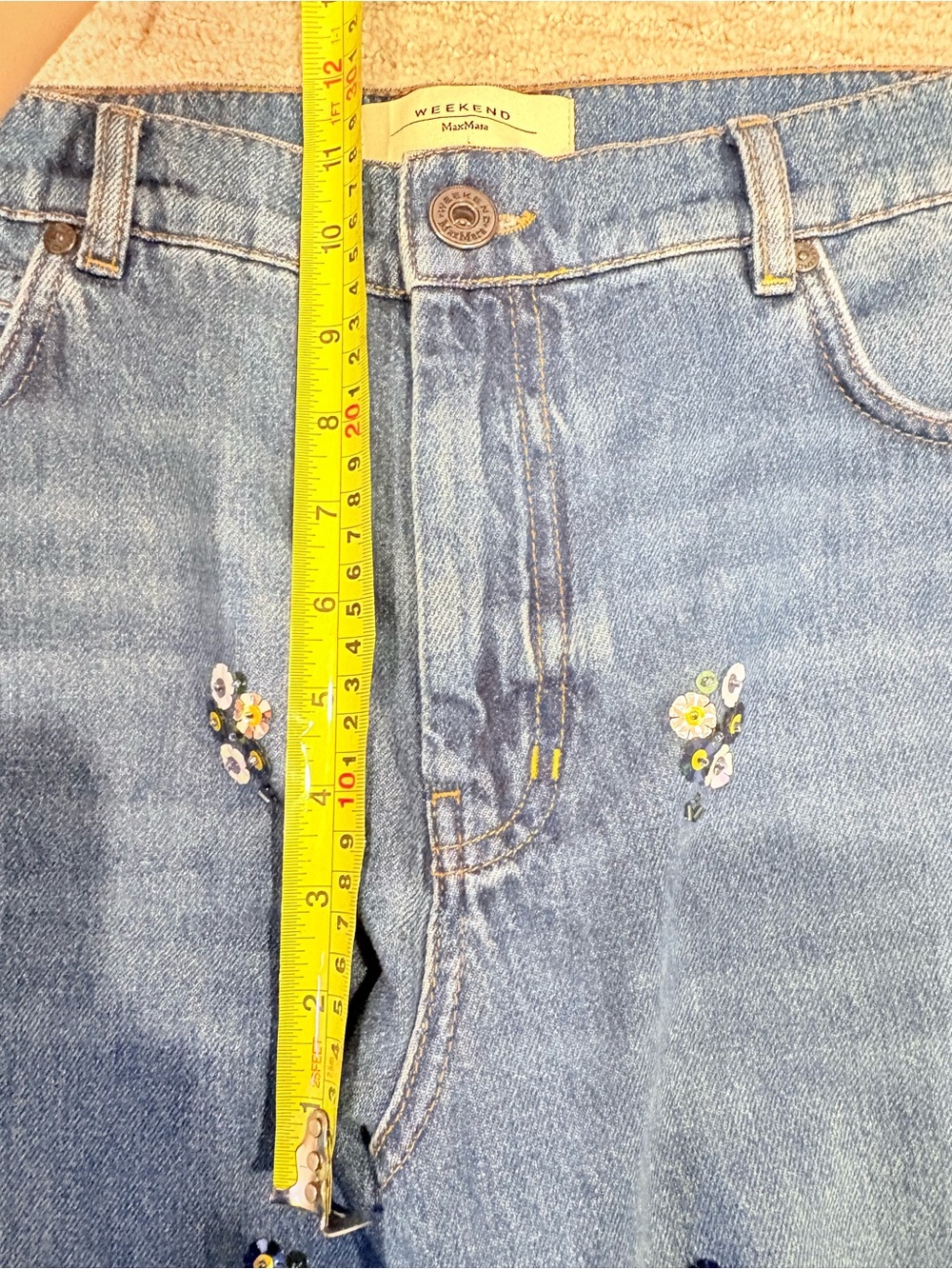 Weekend Max Mara Floral Embellished Cropped Straight Leg Jeans - Picture 11 of 11